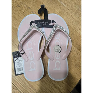 bebe girls Pink Rhinestone Flip Flop Sandals Size 13/1